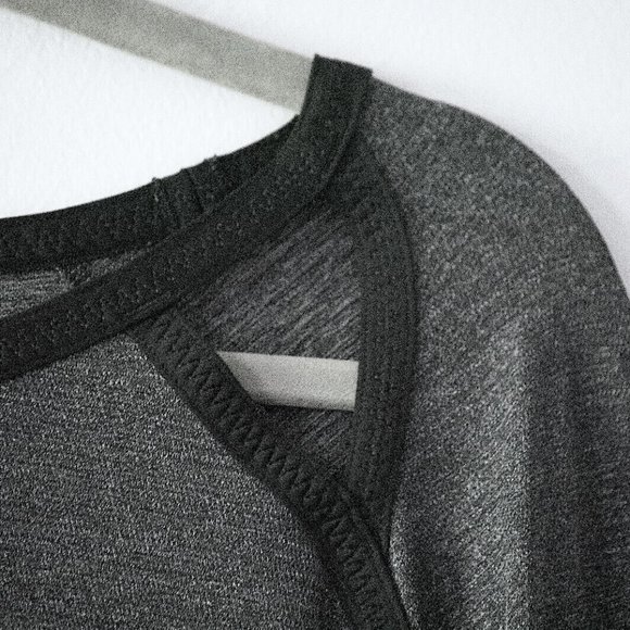 lululemon athletica Tops - Lululemon Grey Long Sleeve Top w/Black Detail, FUN Cutouts & Reflective Trim